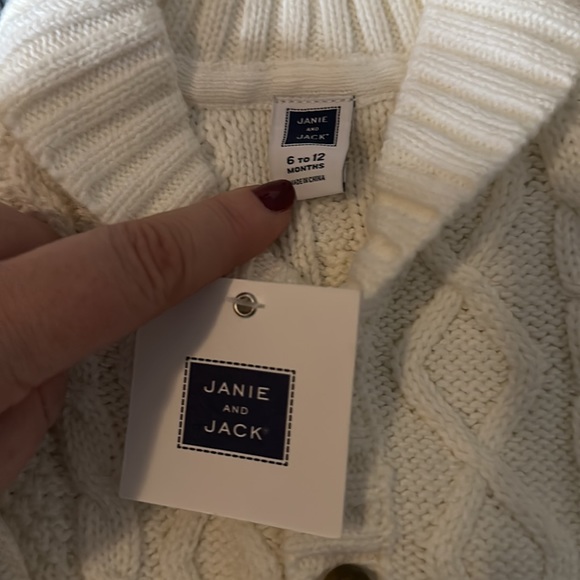 NWT🚀 Janie and Jack sweater with red and navy piping sz 6-12months - Picture 2 of 3